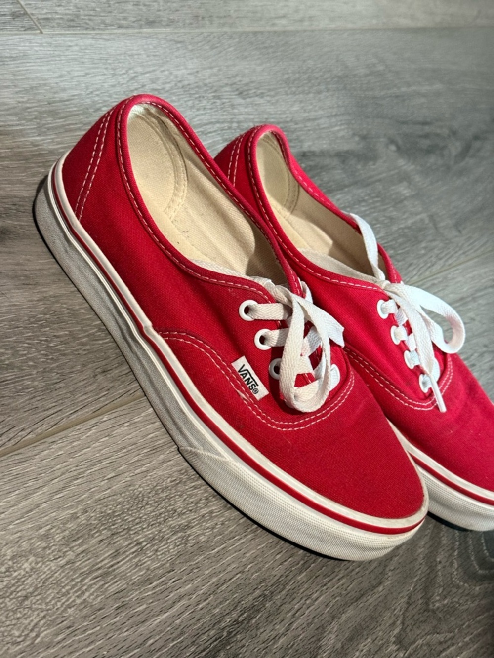 Vans Red Canvas Low-Top Sneakers with White Trim
